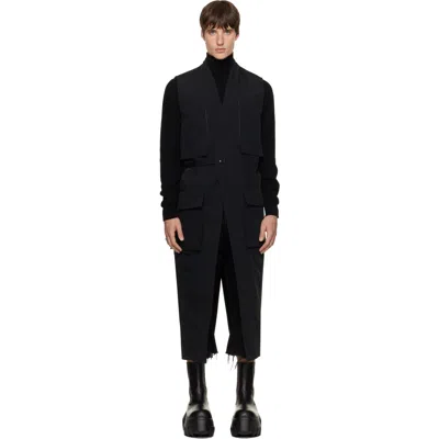 Rick Owens Black Tower Long Lab Cargo Vest