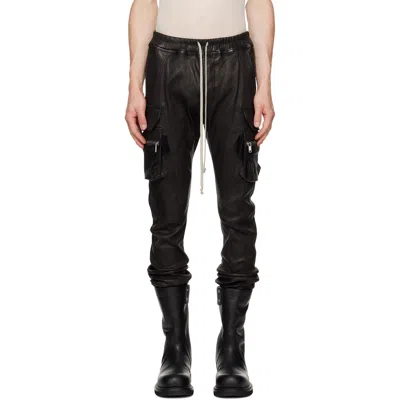 Rick Owens Black Tower Mastodon Leather Cargo Pants