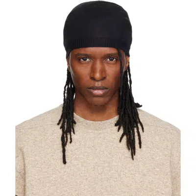Rick Owens Black Tower Medium Beanie In 09 Black