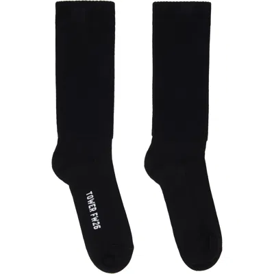 Rick Owens Tower Glitter-effect Socks In Black