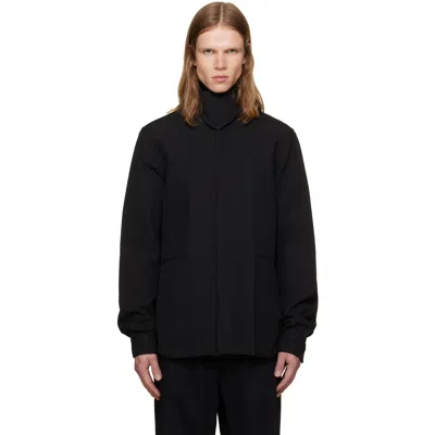 Rick Owens Black High-collar Vertical Seams Casual Jacket