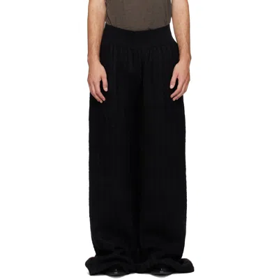 Rick Owens Black Tower Rib Lounge Pants In 09 Black