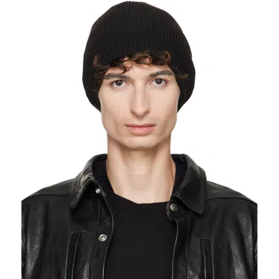 Rick Owens Black Tower Ribbed Beanie