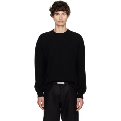Rick Owens Cashmere Crewneck Sweater With Signature Level Seam And Side Slits In Black