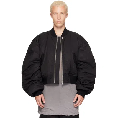 Rick Owens Black Tower Secchia Down Flight Jacket In 09 Black