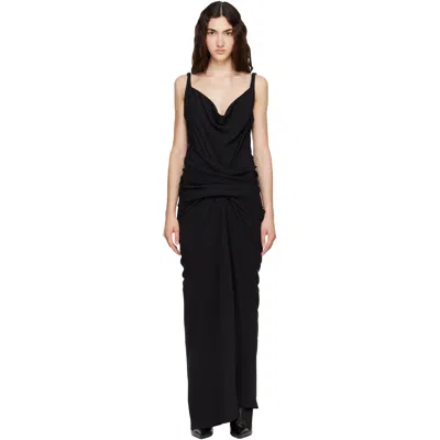 Rick Owens Black Tower Strutter Draped Maxi Dress