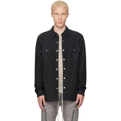 Rick Owens Black Tower Suede Overshirt