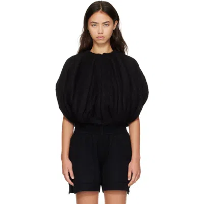 Rick Owens Black Tower Temple Bubble Cropped Sweater