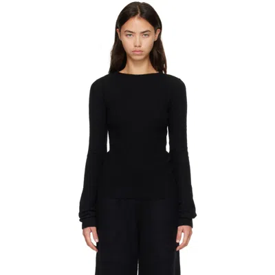 Rick Owens Black Tower Tight Ls Sweater In Animal Print