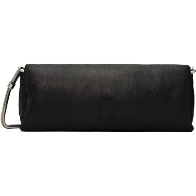 Rick Owens Black Tower Tumbled Lamb Clutch In 09 Black