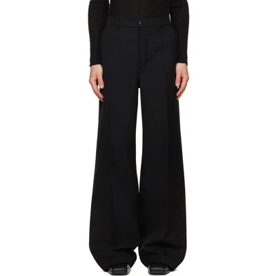 Rick Owens Wool Wide-leg Trousers In Black