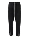 Rick Owens Black Drop-crotched Track Pants With Drawstring In Stretch Cotton Man In Black