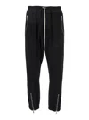 Rick Owens Black Drop-crotched Track Pants With Drawstring In Stretch Cotton Man In Black
