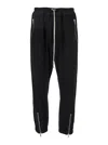 Rick Owens Black Track Pants With Oversized Drawstring In Wool Man In Black