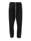 Rick Owens Black Drop-crotched Track Pants With Drawstring In Stretch Cotton Man In Black