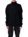 Rick Owens Relaxed Fit Ribbed Turtleneck Sweater In Black