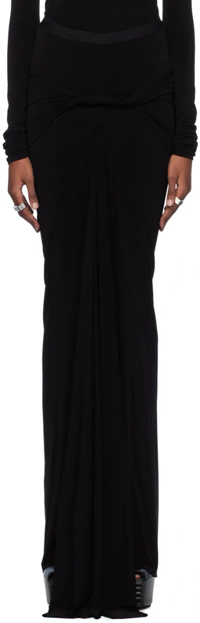 Rick Owens Black Twist Maxi Skirt In 09 Black
