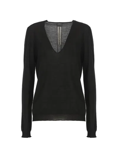 Rick Owens Black V Neck Fitted Top