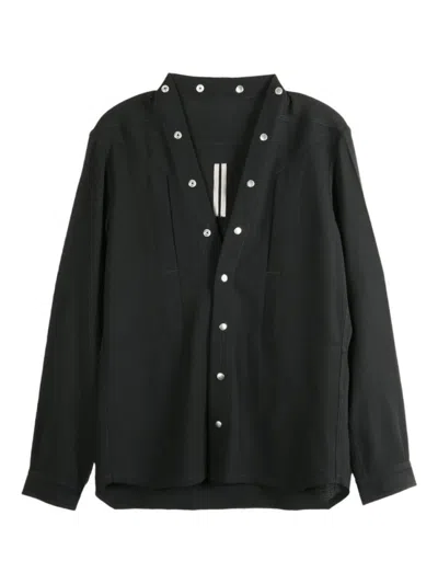 RICK OWENS BLACK V-NECK LARRY SHIRT