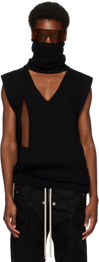 Rick Owens Black V-neck Vest In 09 Black