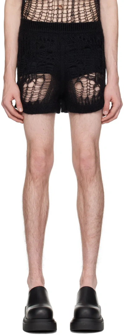 Rick Owens Black Vented Shorts In 09 Black