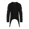 Rick Owens Black Virgin Wool Long-sleeve Top With Asymmetric Hem In Black