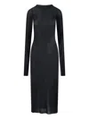 Rick Owens Sheer Long Sleeve Knee Length Dress In Black