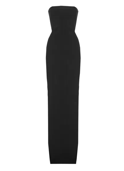 Rick Owens Black Viscose Bustier Gown With Elegant Neckline And Rear Vent