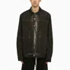 Rick Owens Black Washed-effect Denim Jacket In Dark Dust