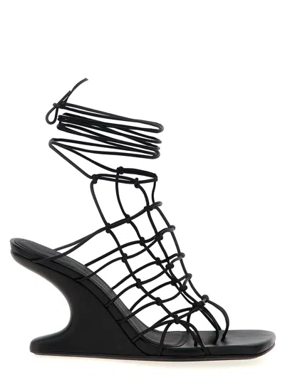 RICK OWENS BLACK WEB-CANTILEVER WEDGES