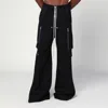 Rick Owens Wide-leg Trousers With High Waist And Utility Pockets In Black