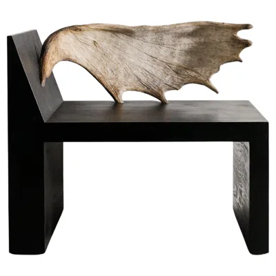 Pre-owned Rick Owens Black Wooden Contemporary "tomb" Bench In Plywood & Horn By , 2007
