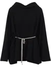 Rick Owens Hooded Tunic Mini Dress With Adjustable Waist