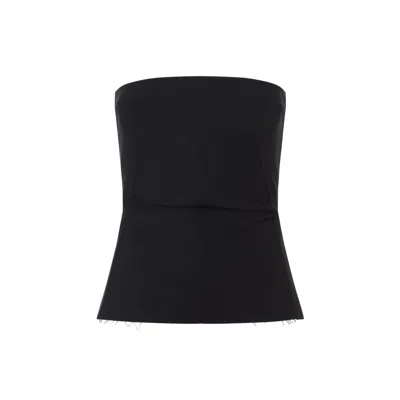 RICK OWENS BLACK WOOL BUSTIER TOP