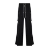 Rick Owens Wide-leg Trousers With High Waist And Utility Pockets In Black