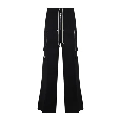 RICK OWENS BLACK WOOL CARGOBELAS PANTS