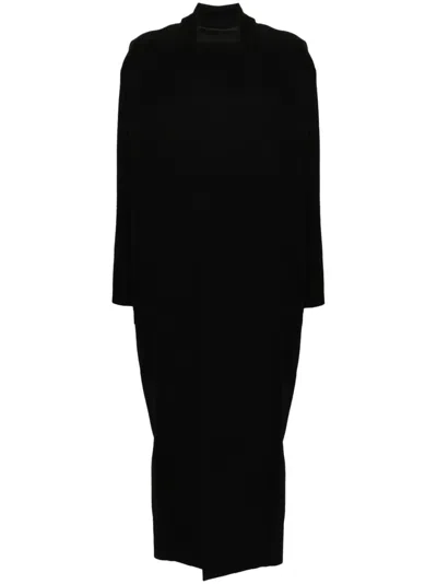 Rick Owens Island Long Coat In Black