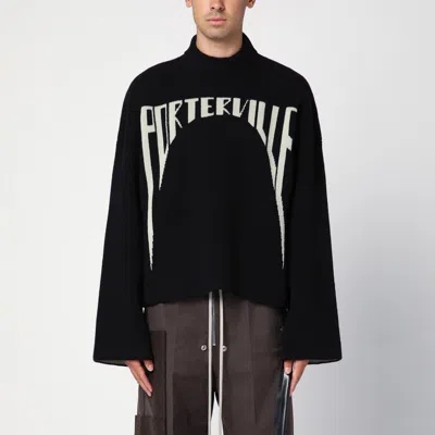 RICK OWENS RICK OWENS BLACK WOOL JUMPER WITH LOGO