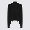 Rick Owens Draped Ribbed Crewneck Knitwear With Long Sleeves In Black