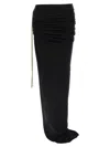 Rick Owens Draped Drawstring Maxi Ruched Side Slit In Black