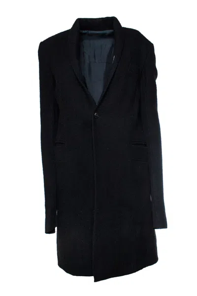 Rick Owens , Black Wool Minimalist Overcoat
