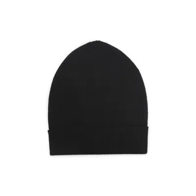 RICK OWENS BLACK WOOL RIBBED BEANIE