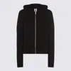 Rick Owens Hooded Crewneck Sweater Ribbed Texture In Black