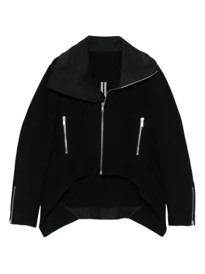 RICK OWENS BLACK WOOL ZIPPED JACKET