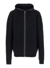Rick Owens Black Hooded Sweatshirt With Front Zip Closure In Wool Man In Blue