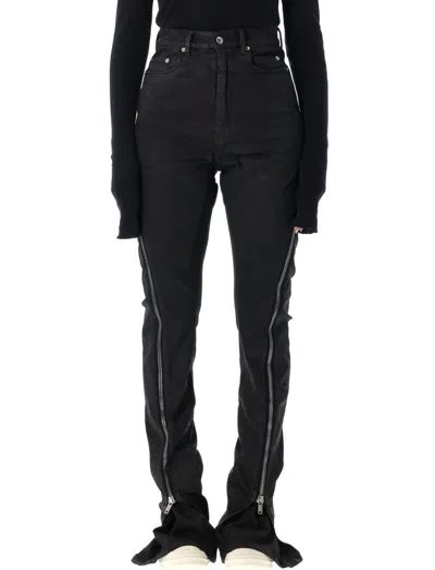 RICK OWENS BLACK ZIP-DETAIL SLIM-FIT JEANS