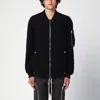Rick Owens Crepe Wool Bomber Jacket In Black