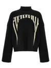 Rick Owens Intarsia-knit Slogan Sweater In Virgin Wool In Blackwhite
