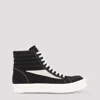 Rick Owens Vintage Suede-trimmed Leather High-top Sneakers In Blackwhite