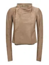 Rick Owens Low Neck Biker Casual Jackets And Parka Pink In Nude & Neutrals